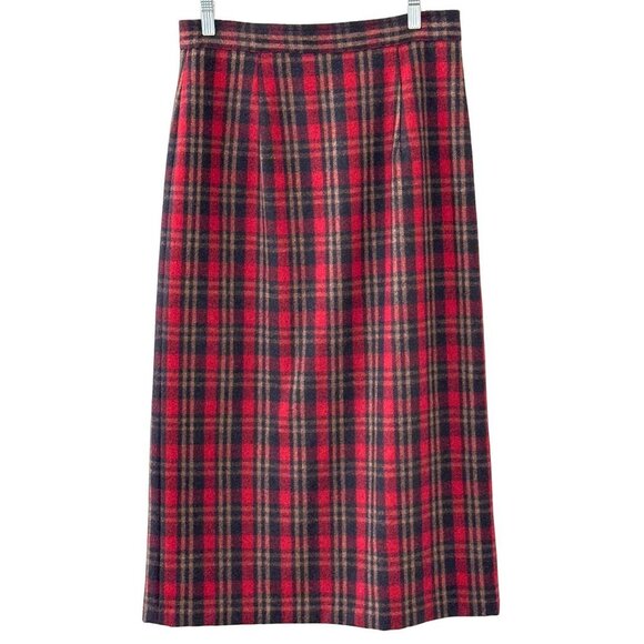 Dresses & Skirts - Vintage Red & Green Plaid Wool Maxi Skirt